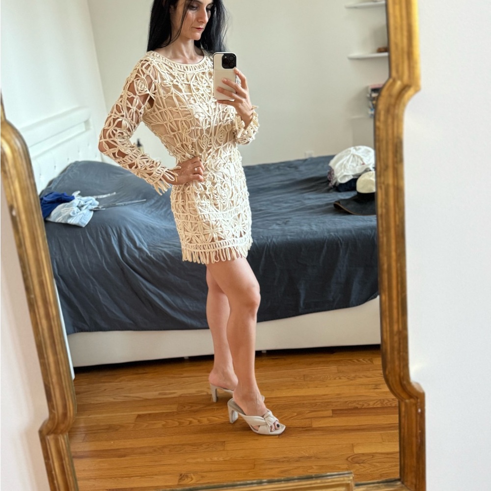 Mango Cream and Black Knit Dress